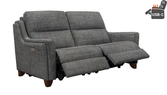 Parker Knoll Portland Large 2 Seat Recliner Headrest Lumbar USB Heated Seats Dash Truffle Mahogany Leg
